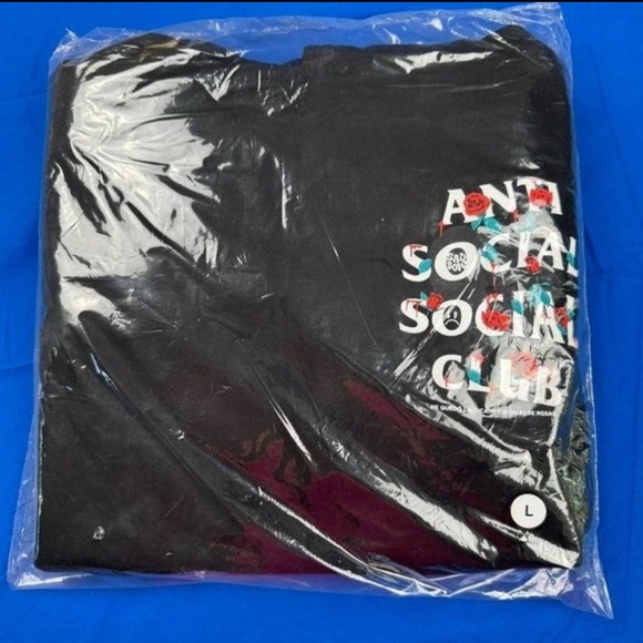 Anti Social Social Club Black Hoodie with Floral Accents NWT - Picture 4 of 4